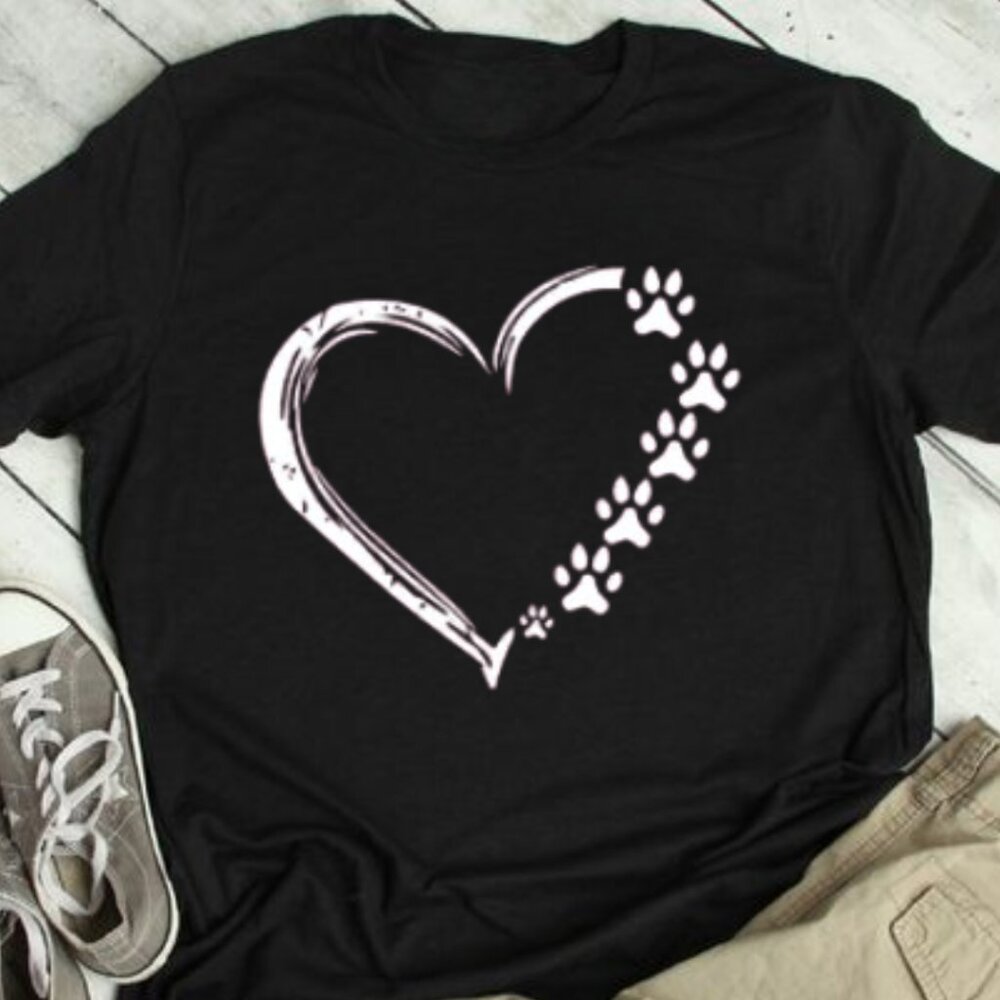Heart Paw Shirt, Dog Paw Print Shirt, Dog Mom Shirt, Dog Love Shirt